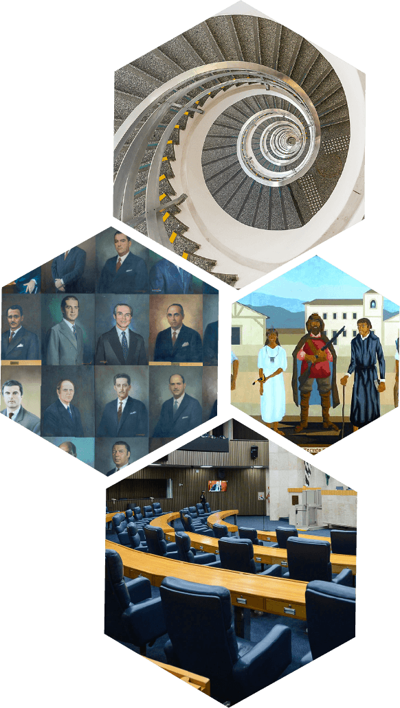 Composição de imagens em formato de hexágono da Câmara Municipal